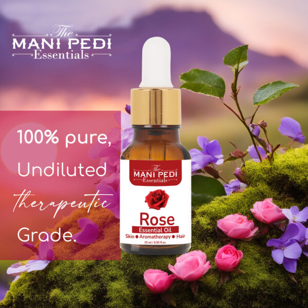 Rose Essential Oil for Face, Skin & Hair | 100% Pure & Natural Essential Oil for Acne, Stress-Relief & Aromatherapy | Undiluted & Therapeutic Grade Essential Oil - 15ml - Image 5