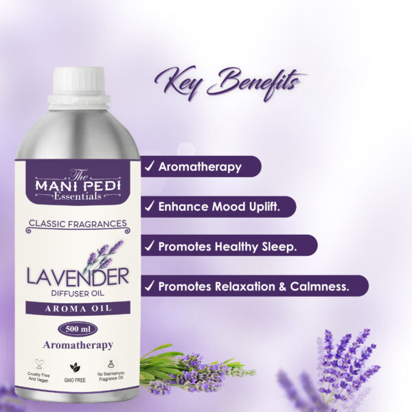 Lavender Diffuser Oil with Long-lasting Aroma. Floral, Herbal Fragrance Promotes Relaxation, Calmness & Better Sleep. Ideal for Aromatherapy, Diffusers & Air Purifiers - 500 ml - Image 2