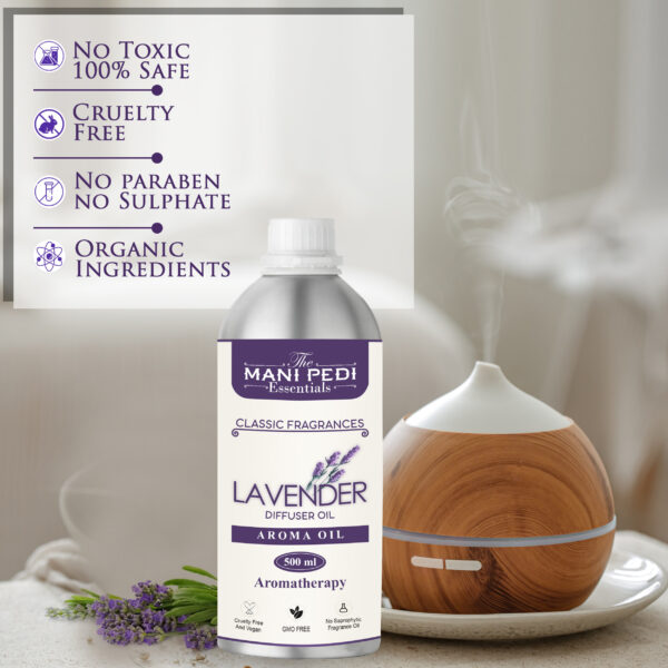 Lavender Diffuser Oil with Long-lasting Aroma. Floral, Herbal Fragrance Promotes Relaxation, Calmness & Better Sleep. Ideal for Aromatherapy, Diffusers & Air Purifiers - 500 ml - Image 3