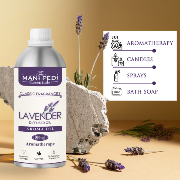 Lavender Diffuser Oil with Long-lasting Aroma. Floral, Herbal Fragrance Promotes Relaxation, Calmness & Better Sleep. Ideal for Aromatherapy, Diffusers & Air Purifiers - 500 ml - Image 6