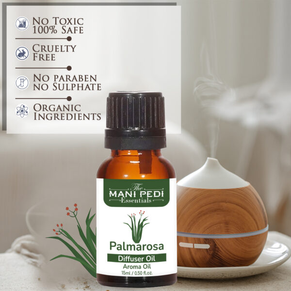 Palmarosa Diffuser Oil | Strong & Long-Lasting Aroma Oil | Aroma Oil for Home Fragrance | diffuser Oil Pure & Undiluted - 15ml - Image 3