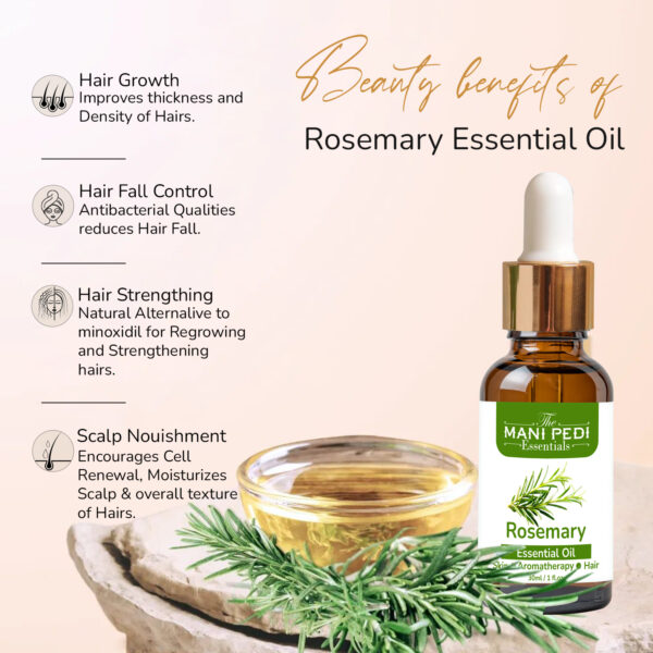 Rosemary Essential Oil. Helps in Hair Re-growth, Hair Fall Reduction & Dandruff. Nourishes Scalp, Stimulates Density & Volume. 100% Natural & Pure, Theraputic Grade - 30 ml - Image 6