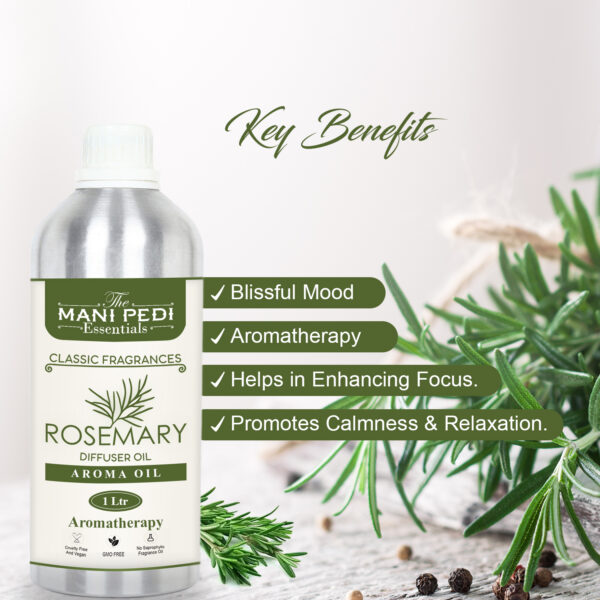 Rosemary Diffuser Oil with Long-Lasting Aroma. Earthy, Woody Fragrance that Improves Memory & Cognitive Function. Ideal for Aromatherapy, Diffusers & Air Purifiers - 1 Liter (1000 ml) - Image 2