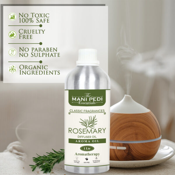 Rosemary Diffuser Oil with Long-Lasting Aroma. Earthy, Woody Fragrance that Improves Memory & Cognitive Function. Ideal for Aromatherapy, Diffusers & Air Purifiers - 1 Liter (1000 ml) - Image 3