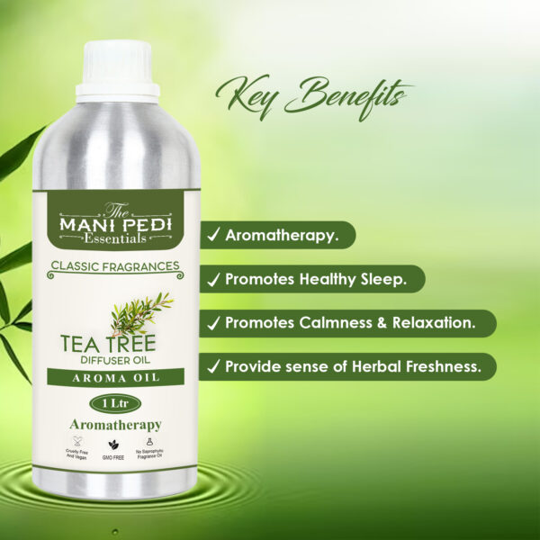 Tea-Tree Diffuser Oil with Long-Lasting Aroma. Fresh, Delicate Fragrance with spicy notes. Refreshes Mind & Senses. Ideal for Aromatherapy, Diffusers & Air Purifiers - 1 Liter (1000 ml) - Image 2