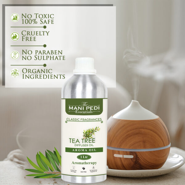 Tea-Tree Diffuser Oil with Long-Lasting Aroma. Fresh, Delicate Fragrance with spicy notes. Refreshes Mind & Senses. Ideal for Aromatherapy, Diffusers & Air Purifiers - 1 Liter (1000 ml) - Image 3