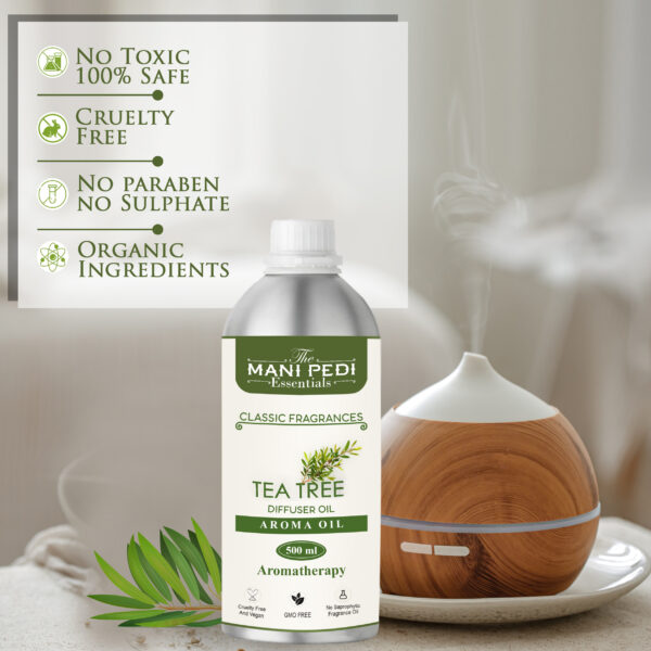 Tea-Tree Diffuser Oil with Long-Lasting Aroma. Fresh, Delicate Fragrance with spicy notes. Refreshes Mind & Senses. Ideal for Aromatherapy, Diffusers & Air Purifiers - 500ml - Image 3