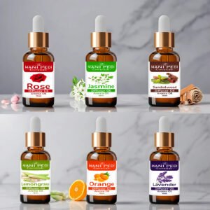 6 diffuser oils set. Lemongrass, Lavender, Jasmine, Rose, Sandal Wood and Orange. Premium Fragrances. Ideal for Aromatherapy, Home Fragrance & All Types of Diffusers - 6X15ml
