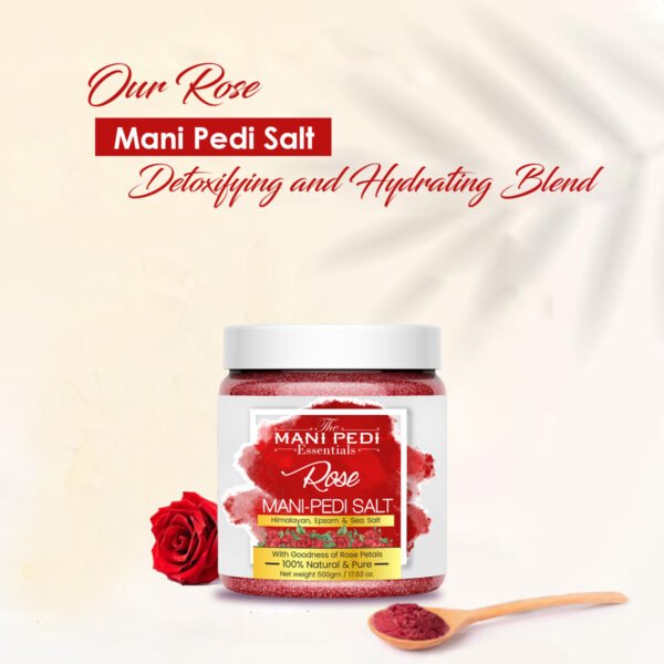 Rose Manicure & Pedicure Salt. Sea, Epsom & Himalayan Salts infused with Rose Petals & Essential Oils. Ideal Foot Soak for Dead Skin & Tan Removal. 100% Natural - 500gm - Image 3