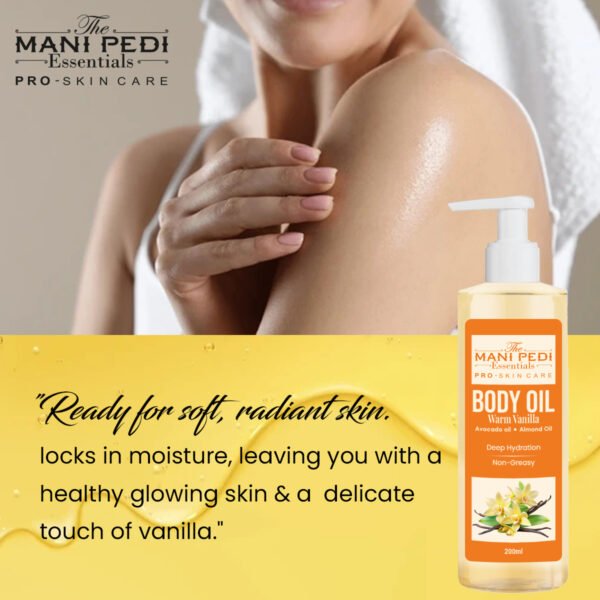 Warm Vanilla Body Oil Locks Nourishment, For Daily Use After Bath. Natural Winter Hydration, Non-Greasy, For All Skin Type - 200ml - Image 4