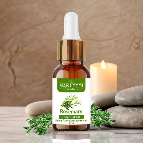 Rosemary Essential Oil. Helps in Hair Re-growth, Hair Fall Reduction & Dandruff. Nourishes Scalp, Stimulates Density & Volume. 100% Natural & Pure, Theraputic Grade - 15ml