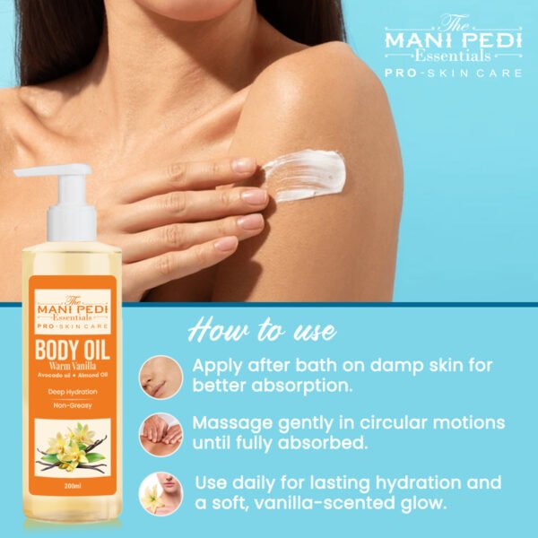 Warm Vanilla Body Oil Locks Nourishment, For Daily Use After Bath. Natural Winter Hydration, Non-Greasy, For All Skin Type - 200ml - Image 5