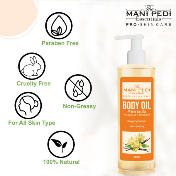 Warm Vanilla Body Oil Locks Nourishment, For Daily Use After Bath. Natural Winter Hydration, Non-Greasy, For All Skin Type - 200ml - Image 6