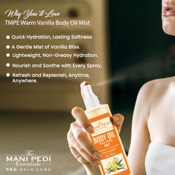 Warm Vanilla Body Oil Mist, Hydrating & Fragrant Post-Bath Vanilla Mist. Natural Winter Hydration, Non-Greasy, For All Skin Type - 200ml - Image 6