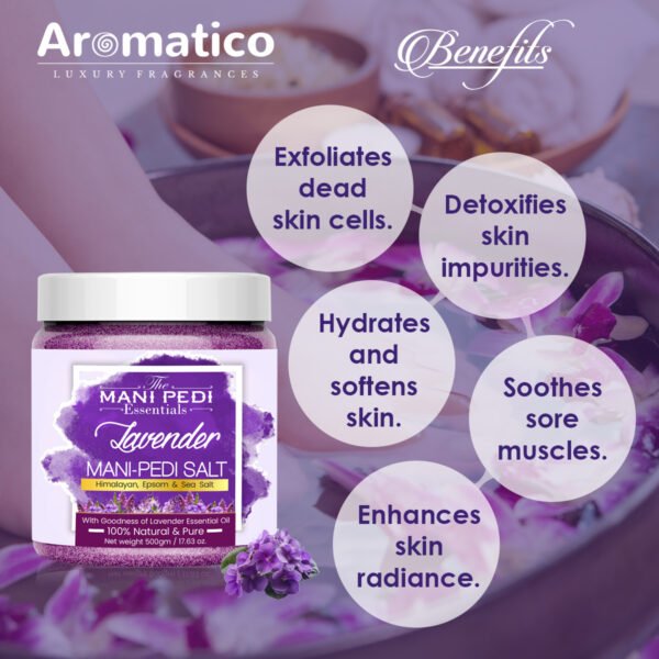 Lavender Manicure & Pedicure Salt. Sea, Epsom & Himalayan Salts infused with Lavender Essential Oil. Ideal Foot Soak for Dead Skin & Tan Removal. 100% Natural - 500gm - Image 6