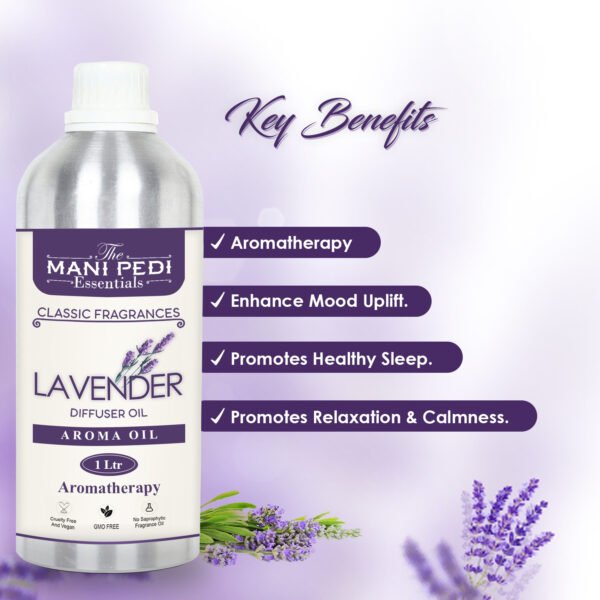 Lavender Diffuser Oil with Long-lasting Aroma. Floral, Herbal Fragrance Promotes Relaxation, Calmness & Better Sleep. Ideal for Aromatherapy, Diffusers & Air Purifiers - 1 Liter (1000 ml) - Image 6