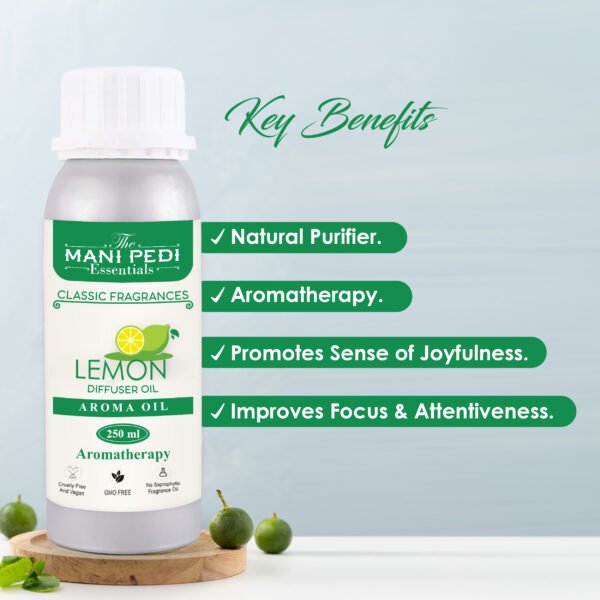 Lemon Diffuser Oil| Aromatherapy | Natural Air Purifier| Promotes Relaxation, Calmness & Better Sleep| Healthy Home Fragrance | Long-lasting Aroma - 250ml - Image 2
