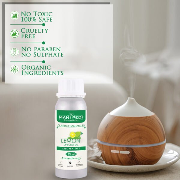 Lemon Diffuser Oil| Aromatherapy | Natural Air Purifier| Promotes Relaxation, Calmness & Better Sleep| Healthy Home Fragrance | Long-lasting Aroma - 250ml - Image 3
