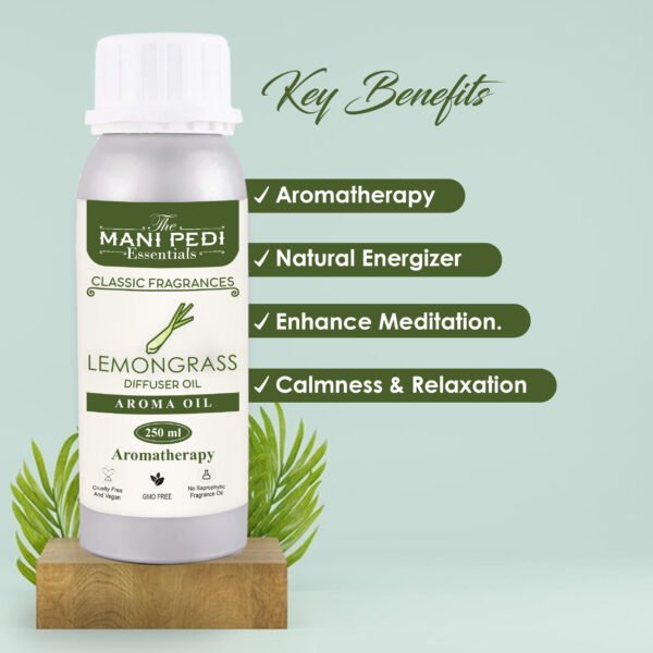 Lemongrass Diffuser Oil| Aromatherapy | Promotes Relaxation, Calmness & Better Sleep| Healthy Home Fragrance | Long-lasting Aroma - 250ml - Image 2
