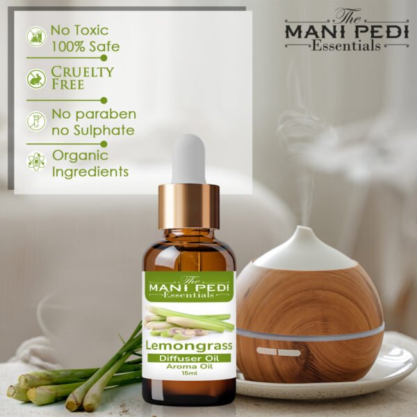 Lemongrass Diffuser Oil |Essential Aroma Oil air freshener Diffuser for Home|Pure & Natural | Pure Essential Diffuser Oil - 15ml - Image 3