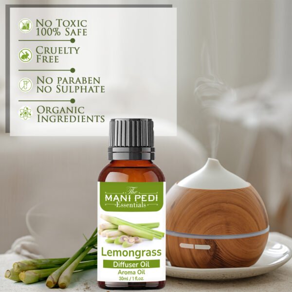 Lemongrass Diffuser Oil |Essential aroma oil air freshener diffuser for home|Pure & Natural | Pure Essential Diffuser Oil - 30ml - Image 3