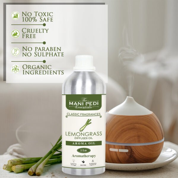 Lemongrass Diffuser Oil with Long-lasting Aroma. Light, Citrusy Fragrance Relieves Stress & Anxiety. Ideal for Aromatherapy, Diffusers & Air Purifiers - 1 Liter (1000ml) - Image 3