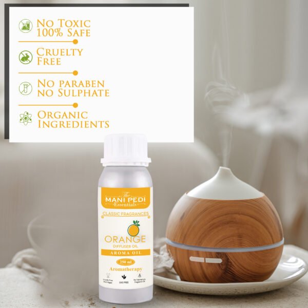 Orange Diffuser Oil| Aromatherapy | Promotes Relaxation, joyfulness, Calmness & Better Sleep| Healthy Home Fragrance | Long-lasting Aroma - 250ml - Image 3
