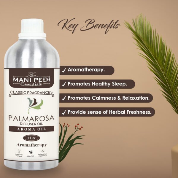 Palmarosa Diffuser Oil with Long-Lasting Aroma Oil. Floral, Citrusy, Sweet Rose Fragrance that Calms & Refreshes. Ideal for Aromatherapy, Diffusers & Air Purifiers - 1 Liter (1000 ml) - Image 2