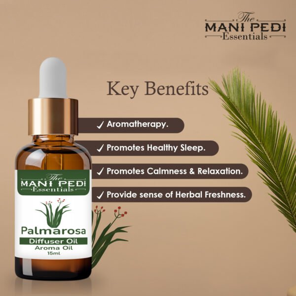 Palmarosa Diffuser Oil | Strong & Long-Lasting Aroma Oil | Aroma Oil for Home Fragrance | diffuser Oil Pure & Undiluted - 15ml - Image 2