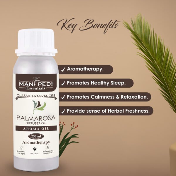 Palmarosa Diffuser Oil| Aromatherapy | Natural Air Purifier| Promotes Relaxation, Calmness & Better Sleep| Healthy Home Fragrance | Long-Lasting Aroma - 250ml - Image 2