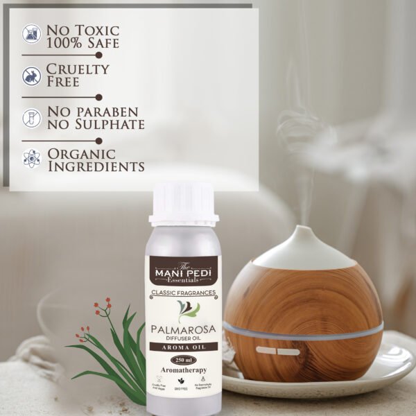 Palmarosa Diffuser Oil| Aromatherapy | Natural Air Purifier| Promotes Relaxation, Calmness & Better Sleep| Healthy Home Fragrance | Long-Lasting Aroma - 250ml - Image 3