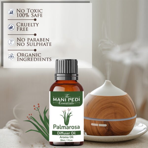 Palmarosa Diffuser Oil | Strong & Long-Lasting Aroma Oil | Aroma Oil for Home Fragrance | diffuser Oil Pure & Undiluted - 30ml - Image 3