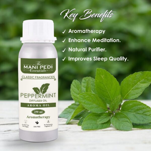 Peppermint Diffuser Oil| Aromatherapy | Natural Air Purifier| Promotes Meditation & Concentration| Healthy Home Fragrance | Long-lasting Aroma - 250ml - Image 2