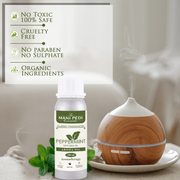 Peppermint Diffuser Oil| Aromatherapy | Natural Air Purifier| Promotes Meditation & Concentration| Healthy Home Fragrance | Long-lasting Aroma - 250ml - Image 3