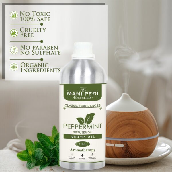 Peppermint Diffuser Oil with Long-lasting Aroma. Cool & Refreshing Fragrance that Energizes & Stimulates. Ideal for Aromatherapy, Diffusers & Air Purifiers - 1 Liter (1000ml) - Image 3