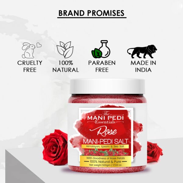 Rose Manicure & Pedicure Salt. Sea, Epsom & Himalayan Salts infused with Rose Petals & Essential Oils. Ideal Foot Soak for Dead Skin & Tan Removal. 100% Natural - 500gm - Image 2