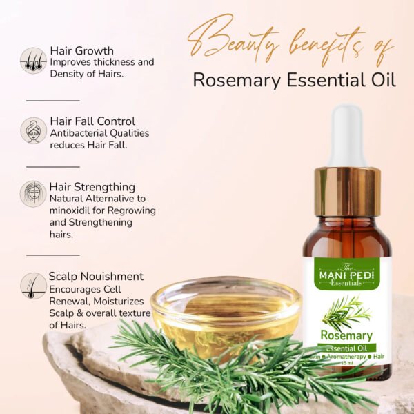 Rosemary Essential Oil. Helps in Hair Re-growth, Hair Fall Reduction & Dandruff. Nourishes Scalp, Stimulates Density & Volume. 100% Natural & Pure, Theraputic Grade - 15ml - Image 6