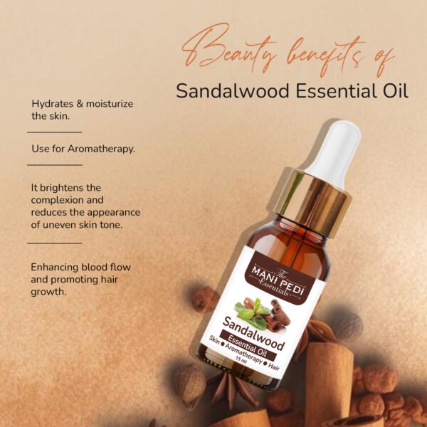 Sandalwood Essential Oil. For Skin & Hair Care, Wrinkles & Dark Circles, Aromatherapy Diffuser Oil, Relaxation. Undiluted, 100% Pure & Natural, Therapeutic Grade - 15ml - Image 3
