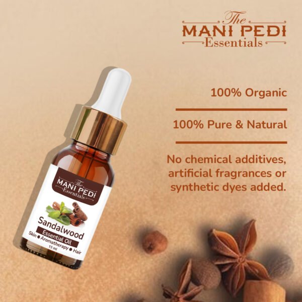 Sandalwood Essential Oil. For Skin & Hair Care, Wrinkles & Dark Circles, Aromatherapy Diffuser Oil, Relaxation. Undiluted, 100% Pure & Natural, Therapeutic Grade - 15ml - Image 5
