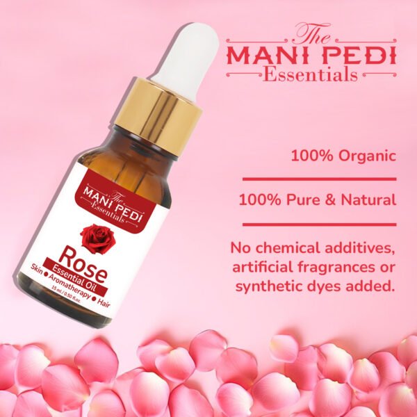 Rose Essential Oil for Face, Skin & Hair | 100% Pure & Natural Essential Oil for Acne, Stress-Relief & Aromatherapy | Undiluted & Therapeutic Grade Essential Oil - 15ml - Image 3