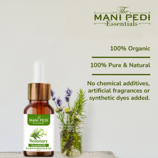 Rosemary Essential Oil. Helps in Hair Re-growth, Hair Fall Reduction & Dandruff. Nourishes Scalp, Stimulates Density & Volume. 100% Natural & Pure, Theraputic Grade - 15ml - Image 3