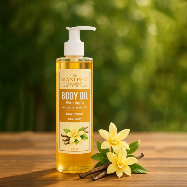 Warm Vanilla Body Oil Locks Nourishment, For Daily Use After Bath. Natural Winter Hydration, Non-Greasy, For All Skin Type - 200ml